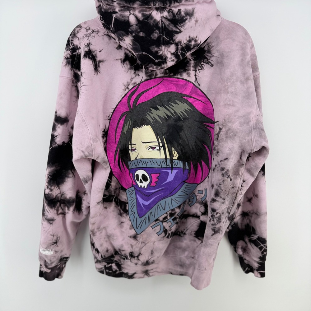 Hypland Anime Tie Dye Hoodie‎ Large Pink Black Skull Graphic Streetwear